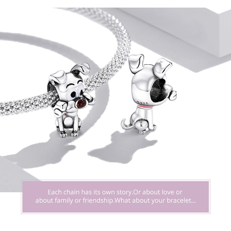 Cute Dog Silver Charm