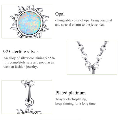 Gold Plated Opal Sun Pendant with Apollo Chain Necklaces - Charmadise