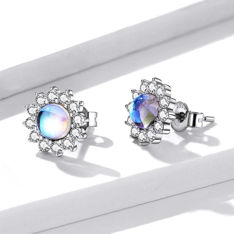 Dazzling Sunflower Moonstone Zircon Stud - Charmadise