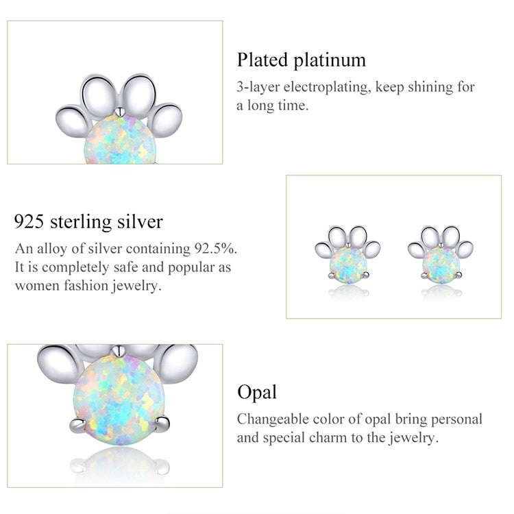 Shiny Opal Dog Footprint Studs - Charmadise