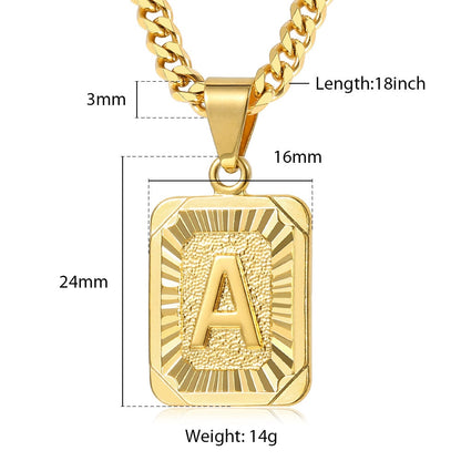 26 Letters Initial Pendant Gold Color Necklace