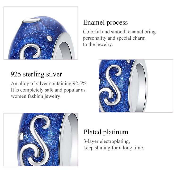 Starry Sky Night Blue Enamel Stopper Bead - Charmadise