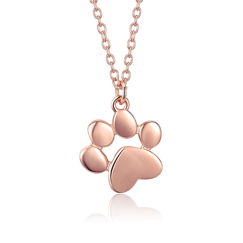 Pet's Paw Pendant with Necklace (Silver | Rose Gold) - Charmadise