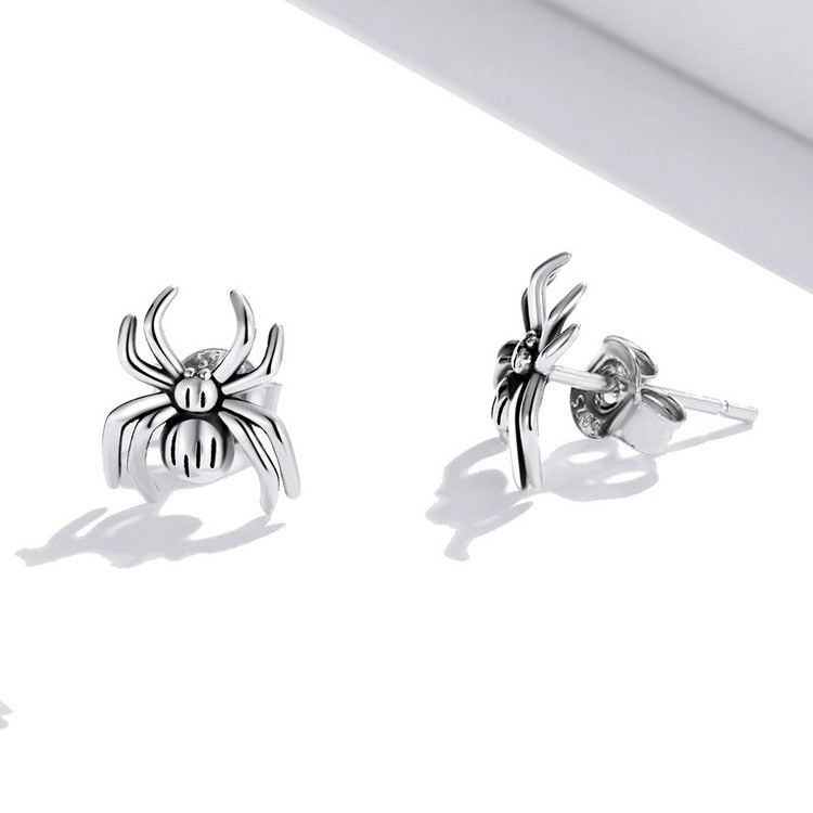 Vintage Silver Eight-Legged Spider Stud Earrings