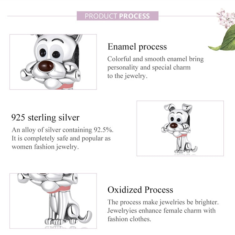 Cute Dog Silver Charm