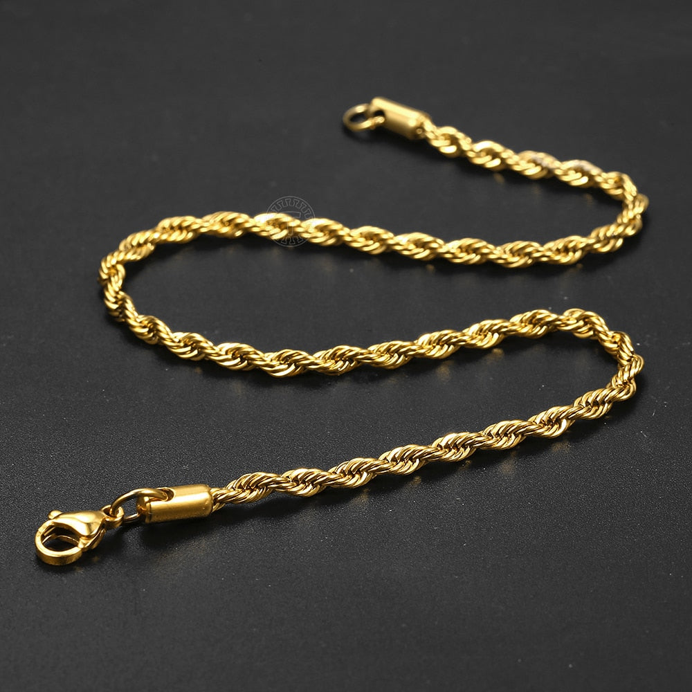 Stainless Steel Link Chain Anklet (Gold Plated)