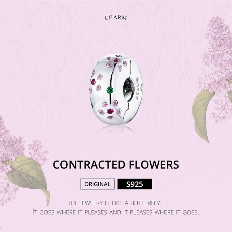 Sterling Silver Pink CZ Flower Clip Charm