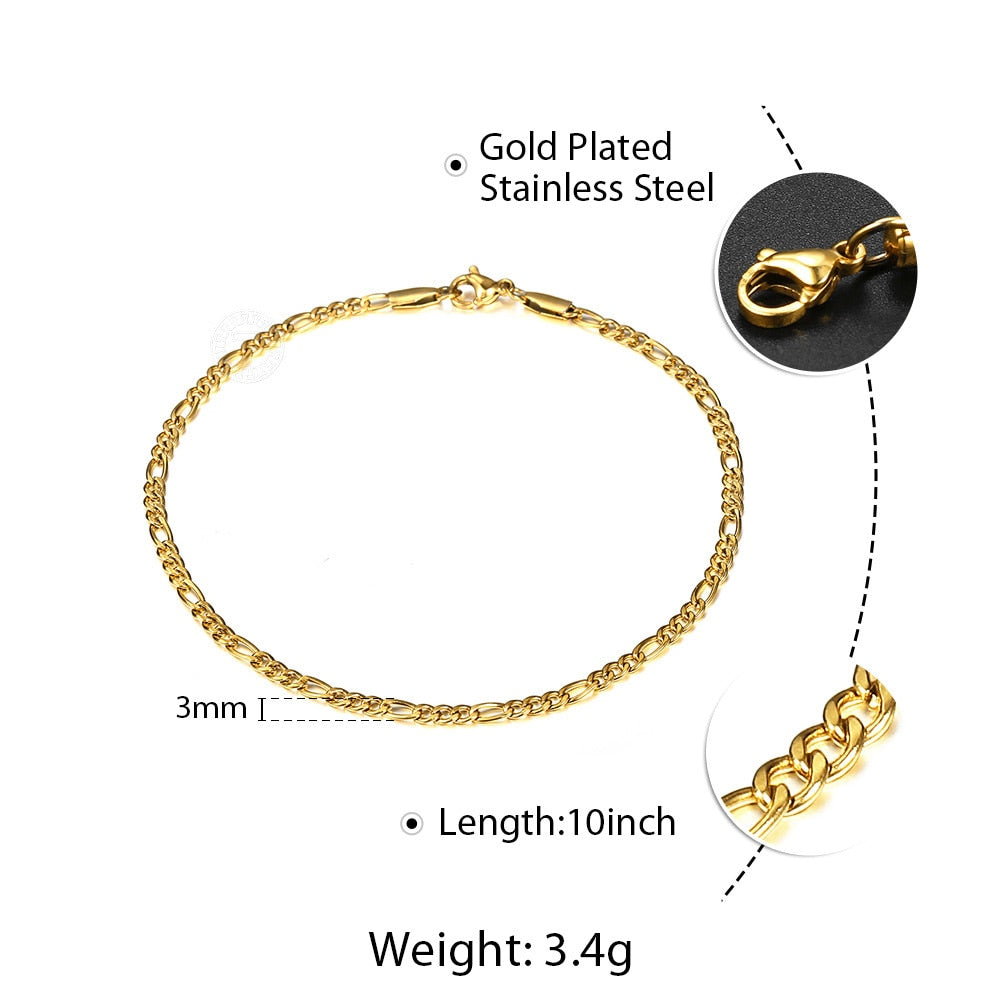 Stainless Steel Link Chain Anklet (Gold Plated)