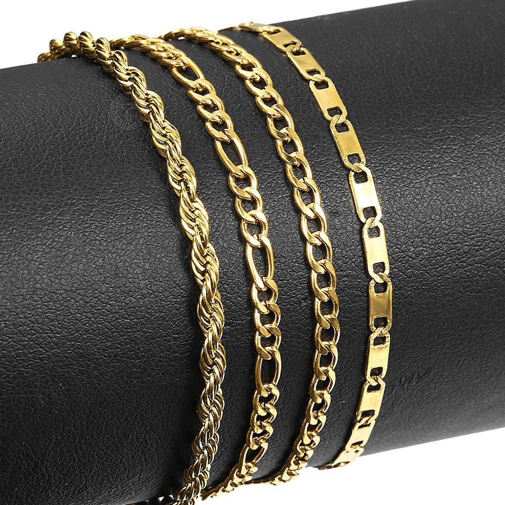 Stainless Steel Link Chain Anklet (Gold Plated)