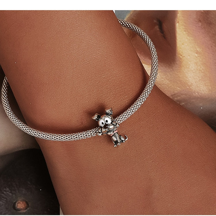 Cute Dog Silver Charm