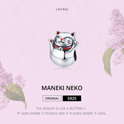 Lucky Guardian Maneki Neko Metal Beads