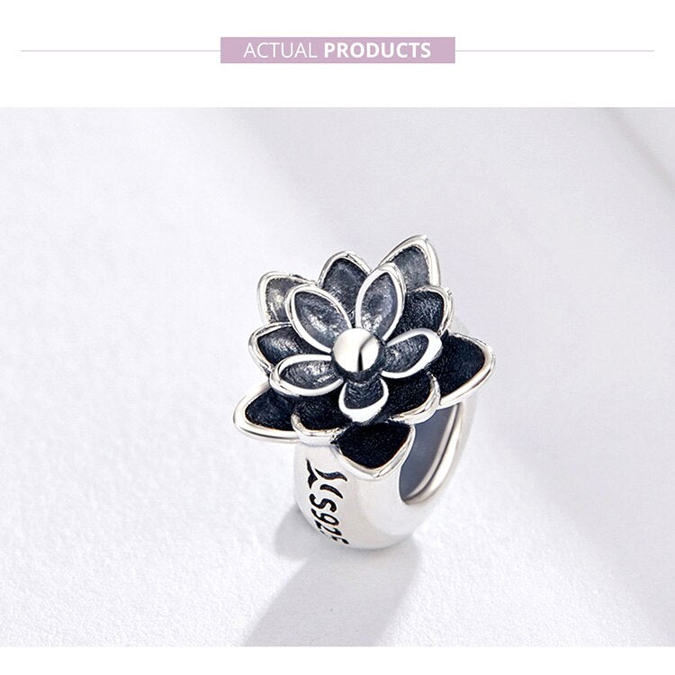 Black Lotus Flower Charm - Charmadise