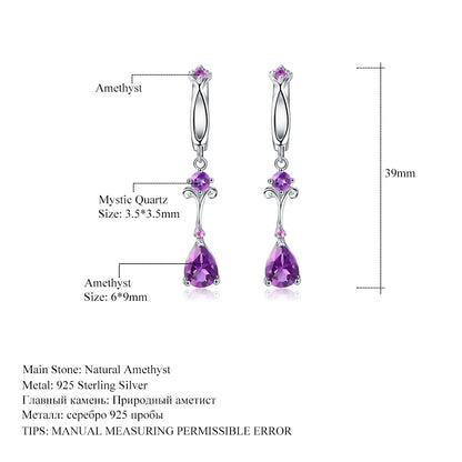 Natural Purple Amethyst Flower Drop Earring (2.87Ct, 925 Sterling Silver)