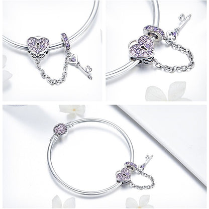 Pink Heart Lock & Key Bracelet - Charmadise