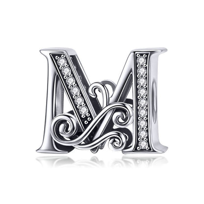 Sterling Silver Letter Vintage A to Z 26 Letter Charms - Charmadise