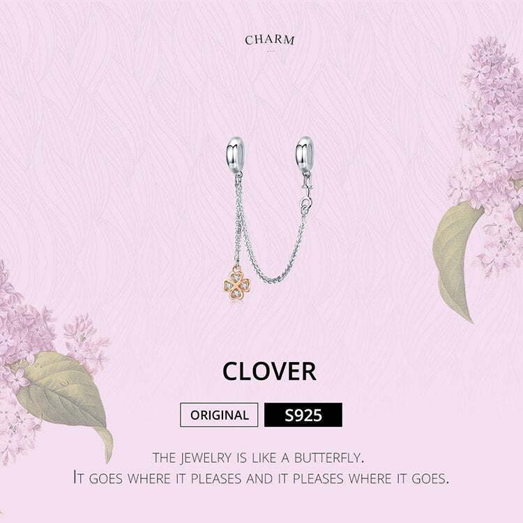 Four Leaf Clover Safety Chain Charm (with Silicone)