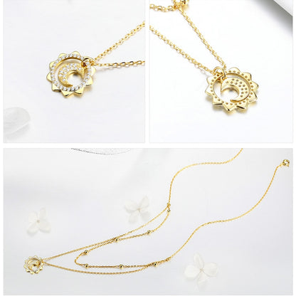 Vintage Gold Sun & Moon Double Layers Choker Necklaces