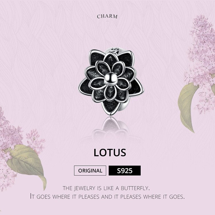 Black Lotus Flower Charm - Charmadise