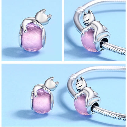 Cat's Dream Pink Silver Charm Beads