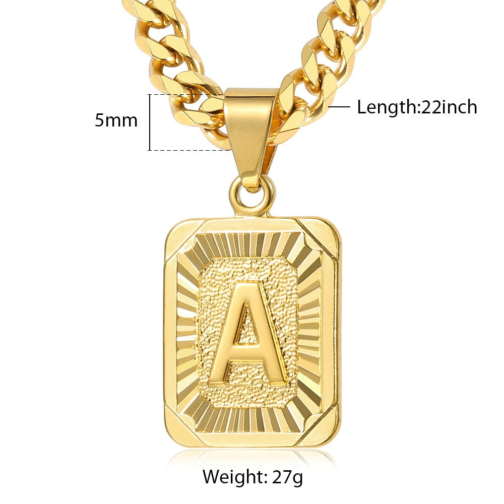 26 Letters Initial Pendant Gold Color Necklace