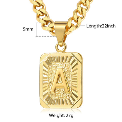 26 Letters Initial Pendant Gold Color Necklace