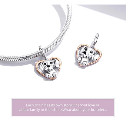 Cute Puppy Plated platinum Vintage  Charm