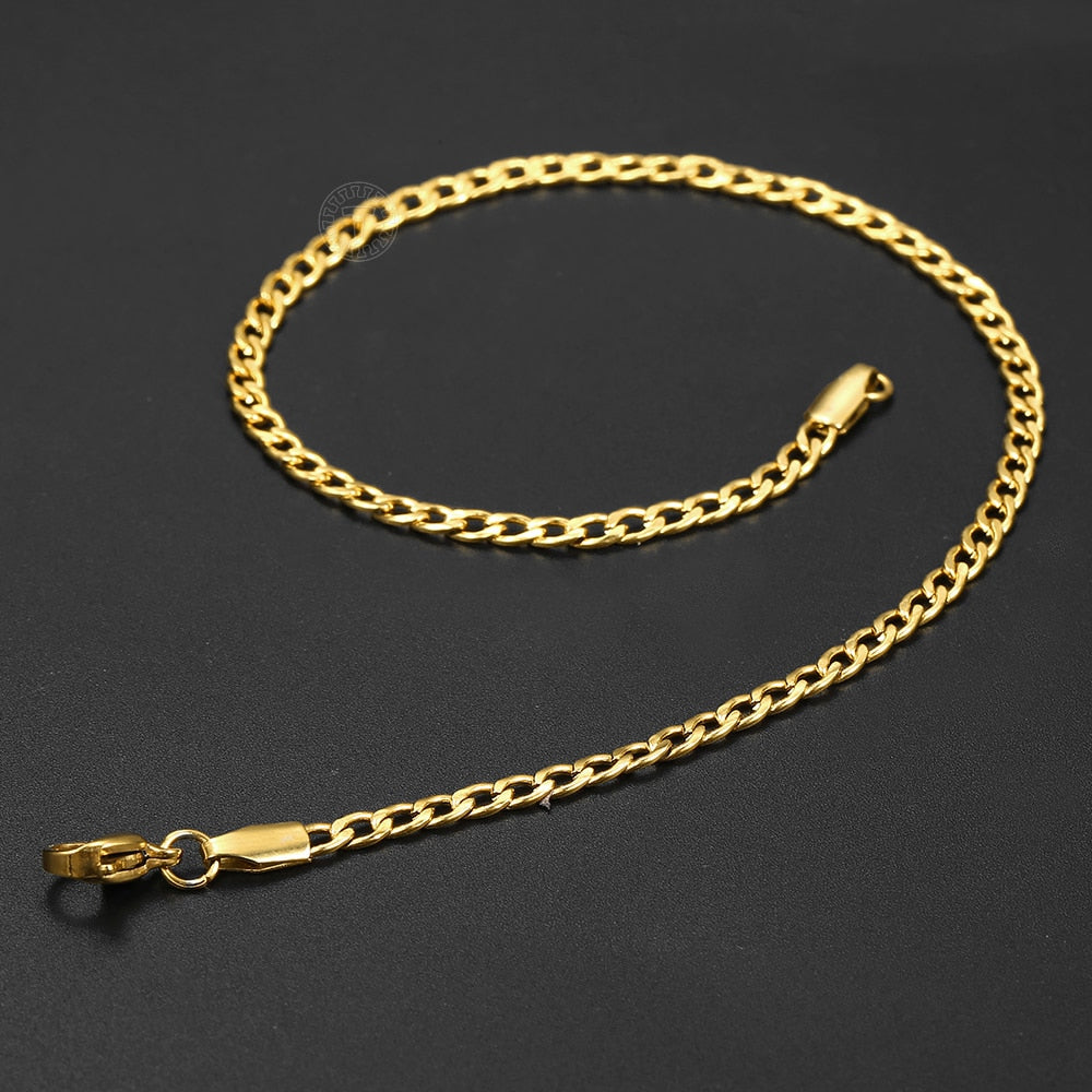 Stainless Steel Link Chain Anklet (Gold Plated)