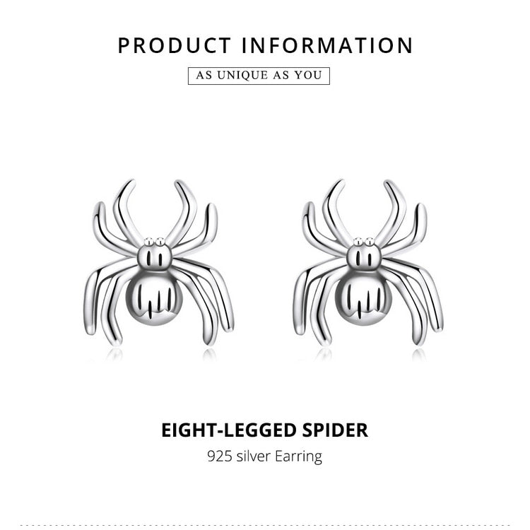 Vintage Silver Eight-Legged Spider Stud Earrings