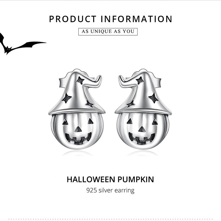 Witch Halloween Pumpkin Stud Earrings