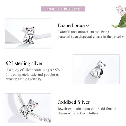 Cute Baby Cat Silver Beads Charm