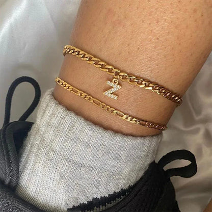 Minimalist A-Z Initial Letter Anklets