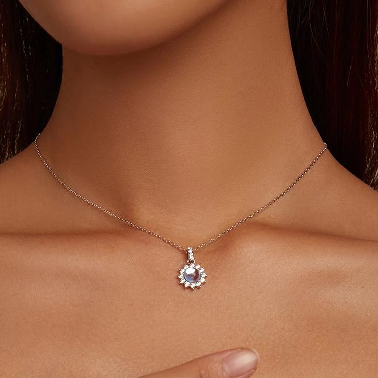 Dazzling Sunflower Moonstone Zircon Necklace - Charmadise