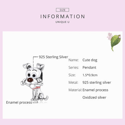 Cute Dog Silver Charm