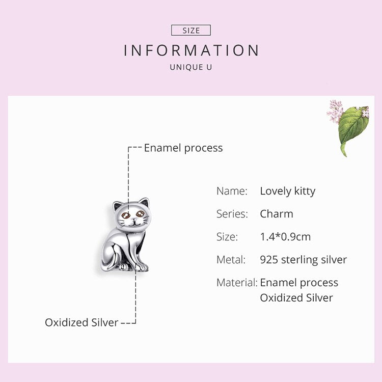 Cute Baby Cat Silver Beads Charm