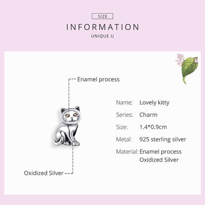 Cute Baby Cat Silver Beads Charm