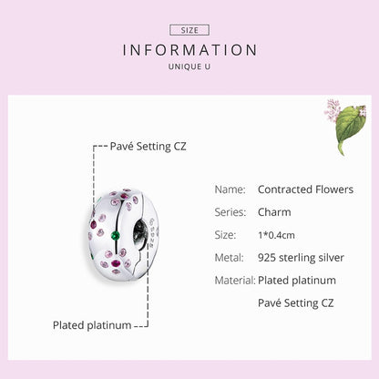 Sterling Silver Pink CZ Flower Clip Charm