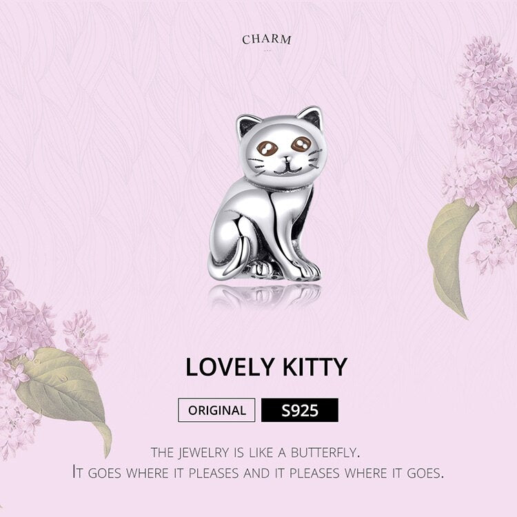 Cute Baby Cat Silver Beads Charm