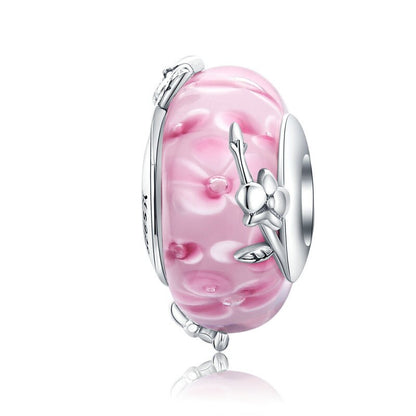 Silver Flower Murano Beads Charm - Charmadise