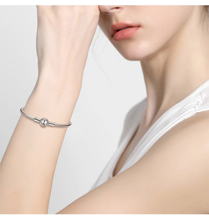 Sterling Silver Snake Chain Bracelet with Star Clasp (Round) - Charmadise