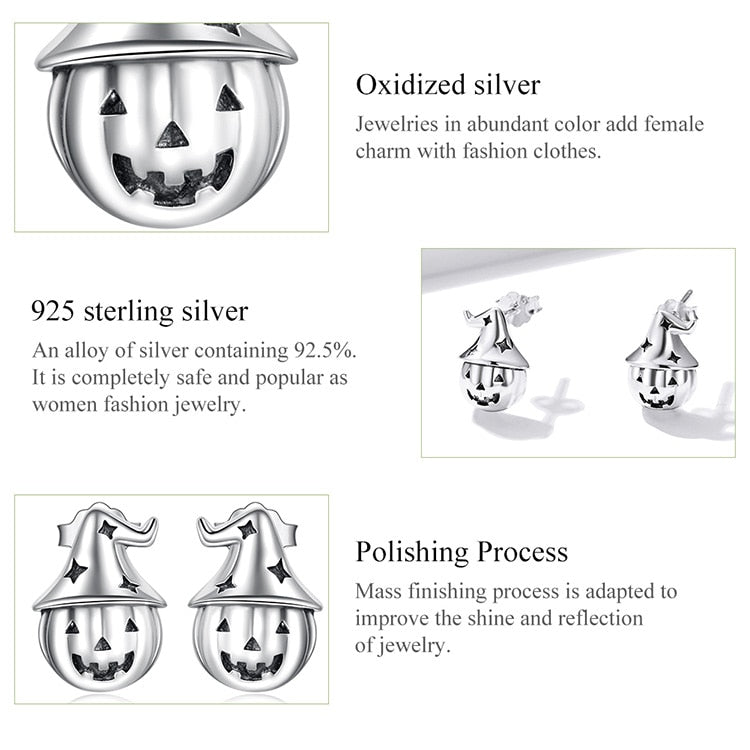 Witch Halloween Pumpkin Stud Earrings