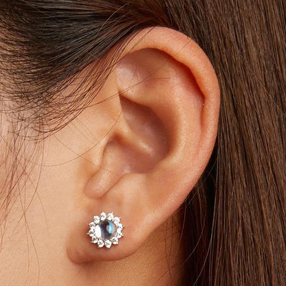 Dazzling Sunflower Moonstone Zircon Stud - Charmadise