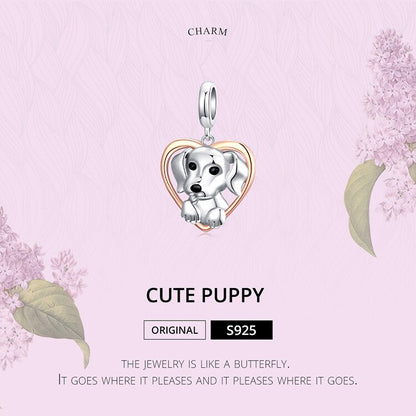 Cute Puppy Plated platinum Vintage  Charm