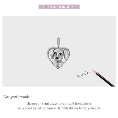 Cute Puppy Plated platinum Vintage  Charm