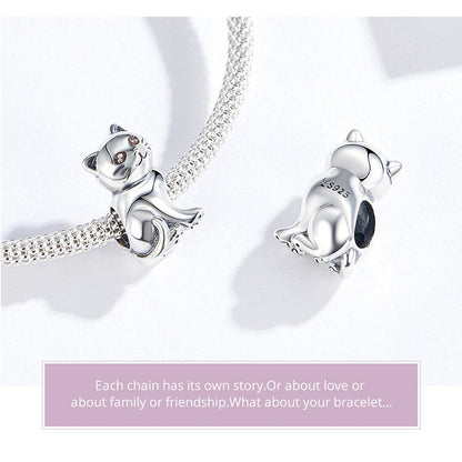 Cute Baby Cat Silver Beads Charm