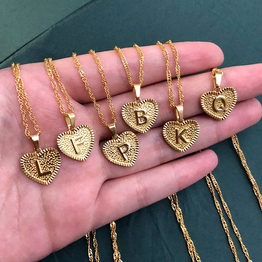 A-Z letter Heart pendant necklace