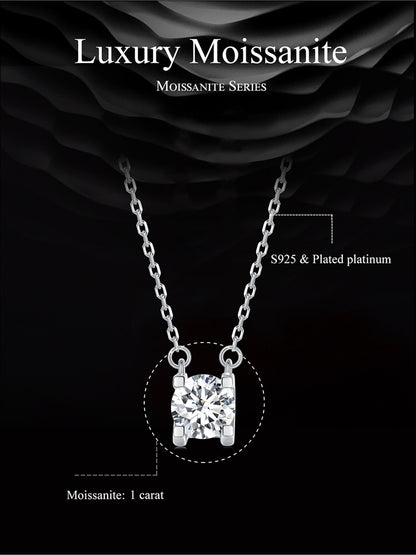 Moissanite Diamond Classic Round Pendant Necklace