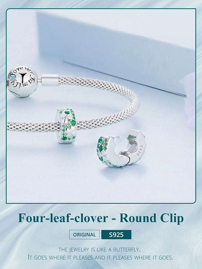 Green Zircon Four-leaf-clover Round Clip - Charmadise