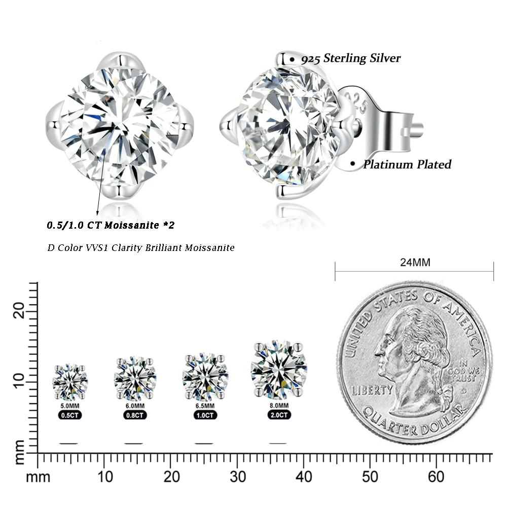 Dazzling Moissanite Stud Earrings (0.5CT | 1.0CT) - Charmadise