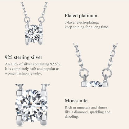 Moissanite Diamond Classic Round Pendant Necklace