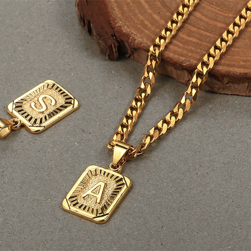 26 Letters Initial Pendant Gold Color Necklace